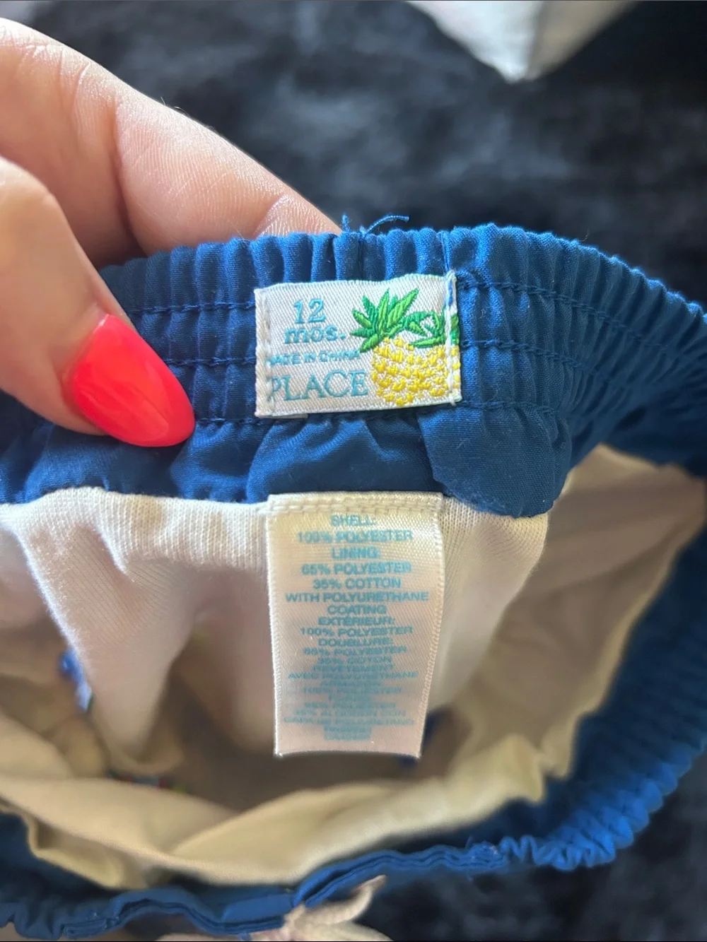The Children's Place Blue Swim Shorts with Orange & Green Turtle Print